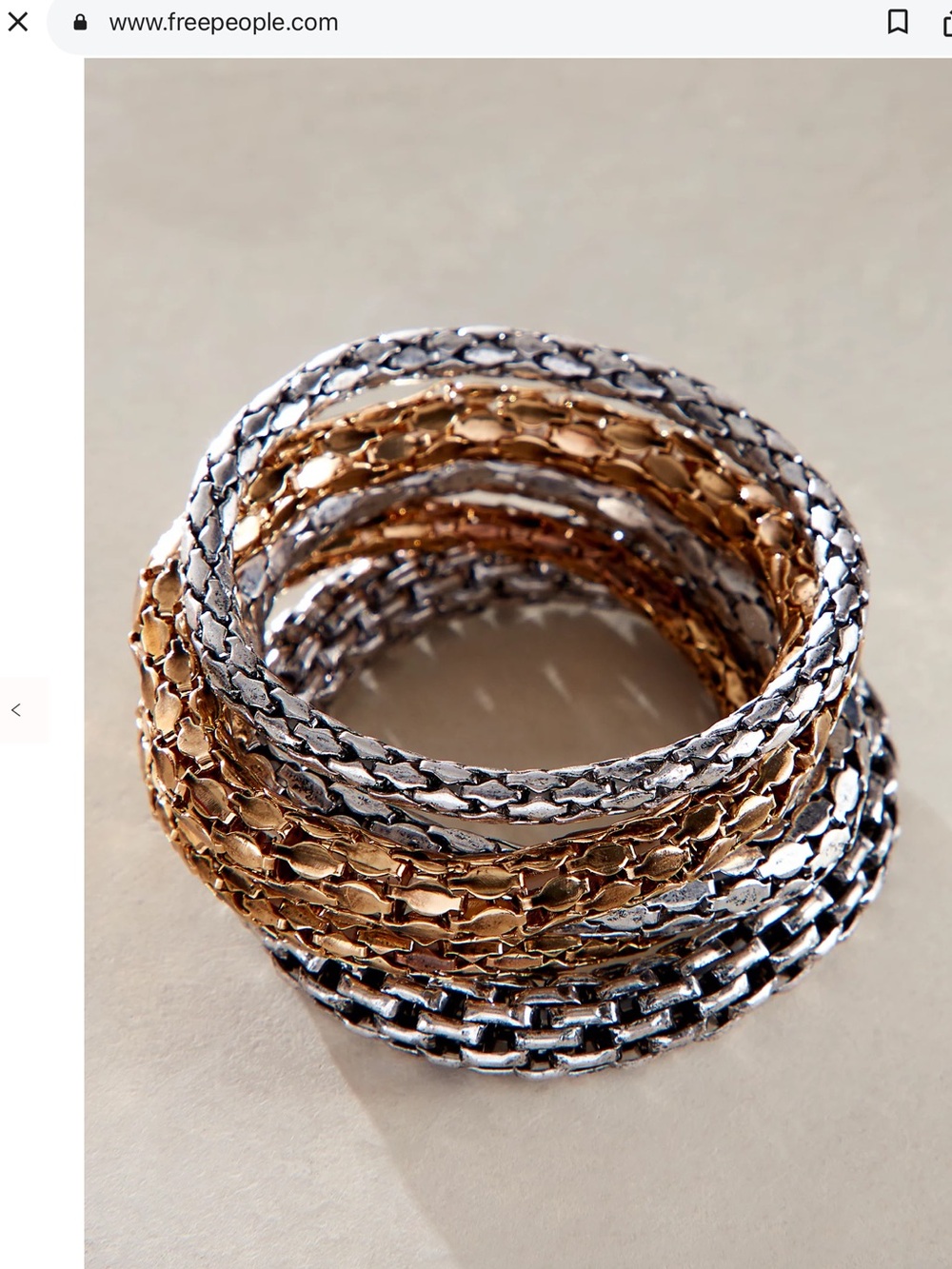 New Free People Metallic Mesh Stretch Bangle Bracelet Set - Picture 11 of 12